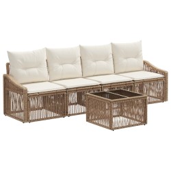 Ensemble de canapé de jardin 5 pcs Beige polyrotin 639749639749