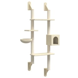 Arbre à chat mural avec griffoir crème 180 cm 639751639751