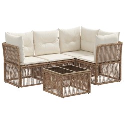 Ensemble de canapé de jardin 5 pcs Beige polyrotin 639752639752