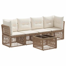 Ensemble de canapé de jardin 5 pcs Beige polyrotin 639753639753