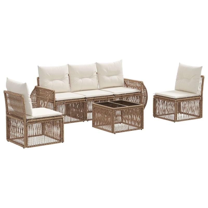 Ensemble de canapé de jardin 6 pcs Beige et blanc crème 639755639755