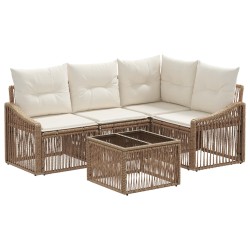 Ensemble de canapé de jardin 5 pcs Beige polyrotin 639757639757
