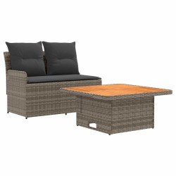 Canapé de jardin avec accoudoirs et table relevable 2 Pièce 639763639763