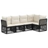 Ensemble de canapé de jardin 5 pcs Noir polyrotin 639764639764