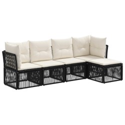Ensemble de canapé de jardin 5 pcs Noir polyrotin 639767639767