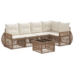 Ensemble de canapé de jardin 6 pcs Beige et blanc crème 639768639768