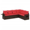 Ensemble de canapé de jardin 6 pcs avec coussins marron résine tressée 639772639772