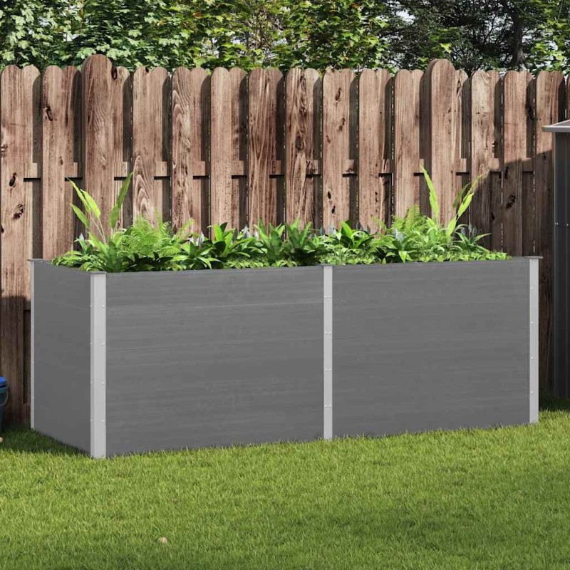 Lit surélevé de jardin 250x100x91 cm WPC Gris 639775639775