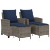 Ensemble de canapé de jardin 4 pcs avec coussins gris résine tressée 639777639777