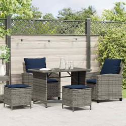 Ensemble de canapé de jardin 4 pcs avec coussins gris résine tressée 639777639777