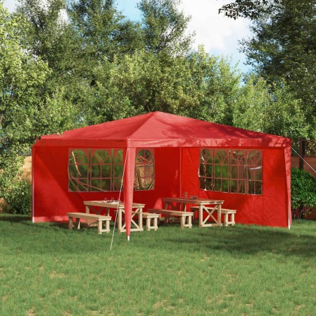 Mur de tente de fête 2 pcs 400 x 195 cm Rouge PE et acier 639778639778