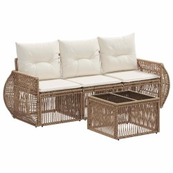 Ensemble de canapé de jardin 4 pcs Beige et blanc crème 639779639779