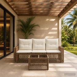 Ensemble de canapé de jardin 4 pcs Beige et blanc crème 639780639780