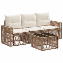 Ensemble de canapé de jardin 4 pcs Beige et blanc crème 639780639780