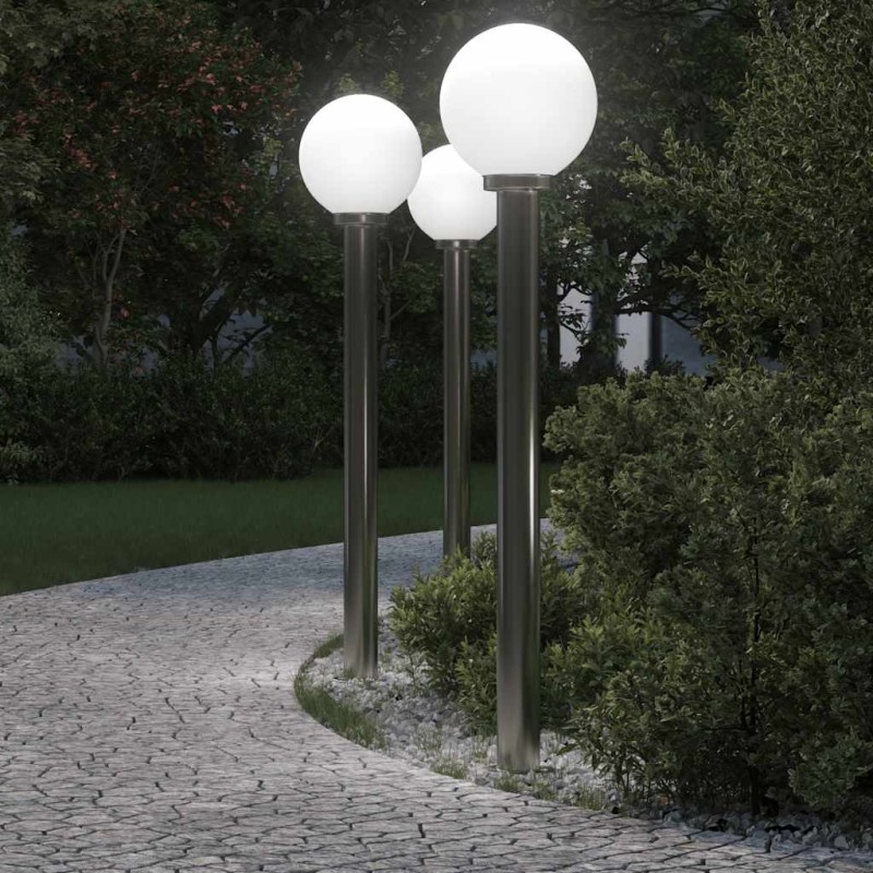 Bornes lumineuses lot de 3 120 cm acier inoxydable IP44 639781639781