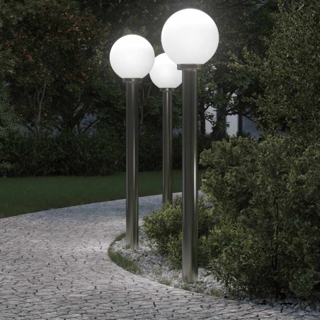 Bornes lumineuses lot de 3 120 cm acier inoxydable IP44 639781639781