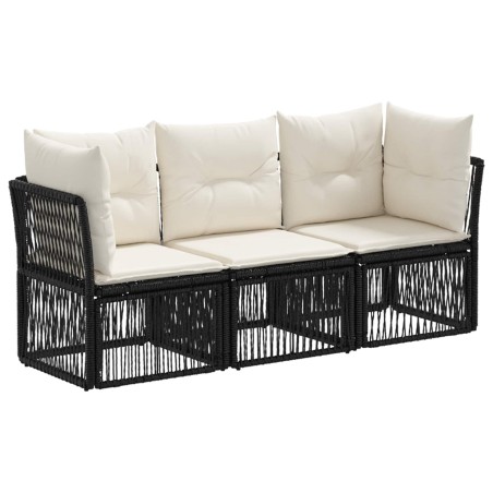 Ensemble de canapé de jardin 3 pcs Noir polyrotin 639783639783