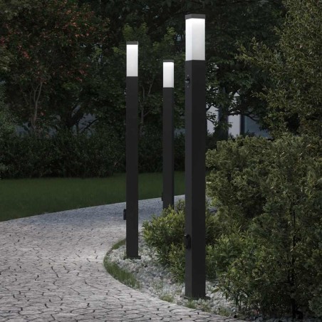 Bornes lumineuses avec détecteur et prise lot de 3 110 cm noir IP44 639798639798