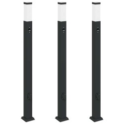 Bornes lumineuses avec détecteur et prise lot de 3 110 cm noir IP44 639798639798