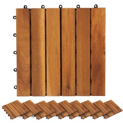 Carreau de terrasse 30 pcs Marron 30 x 30 cm Bois d'acacia 639799639799