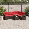 Ensemble de canapé de jardin 7 pcs avec coussins marron résine tressée 639804639804
