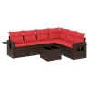 Ensemble de canapé de jardin 7 pcs avec coussins marron résine tressée 639804639804