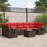 Ensemble de canapé de jardin 8 pcs avec coussins marron résine tressée 639805639805
