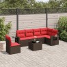 Ensemble de canapé de jardin 7 pcs avec coussins marron résine tressée 639807639807