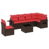Ensemble de canapé de jardin 7 pcs avec coussins marron résine tressée 639807639807