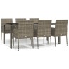 Ensemble à manger jardin et coussins 7 pcs gris rotin 639811639811