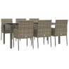 Ensemble à manger jardin et coussins 7 pcs gris rotin 639811639811