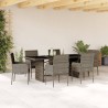 Ensemble à manger de jardin et coussins 7 pcs gris rotin 639826639826