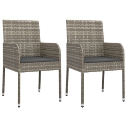 Ensemble à manger de jardin et coussins 7 pcs gris rotin 639826639826