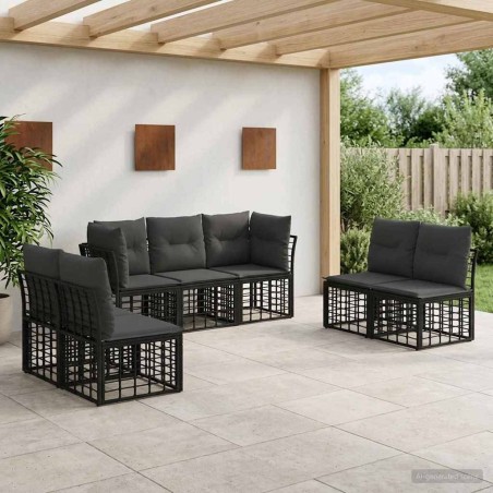 Ensemble de canapés d'extérieur Noir Polyester 639830639830