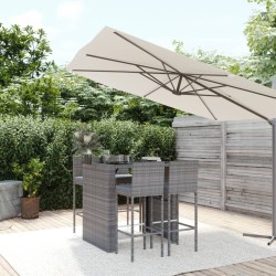 Ensemble de bar de jardin 5 pcs avec coussins gris poly rotin 639832639832