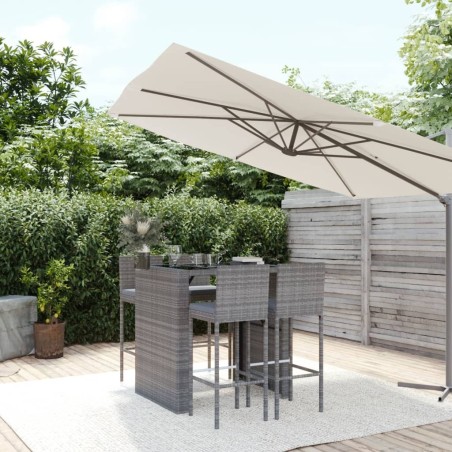 Ensemble de bar de jardin 5 pcs avec coussins gris poly rotin 639832639832