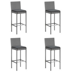 Ensemble de bar de jardin 5 pcs avec coussins gris poly rotin 639832639832