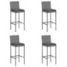 Ensemble de bar de jardin 5 pcs avec coussins gris poly rotin 639832639832