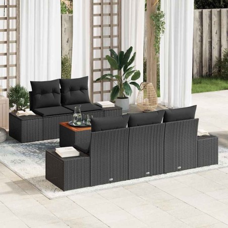 Ensemble de canapé de jardin avec stockage 6 pcs Noir polyrotin 639833639833