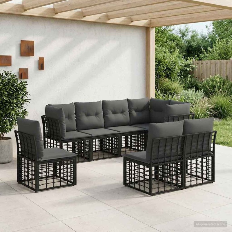 Ensemble de canapés d'extérieur Noir Polyester 639837639837