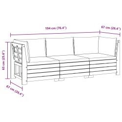 Ensemble de canapés d'extérieur avec coussin 3 Pièce Marron 639848639848