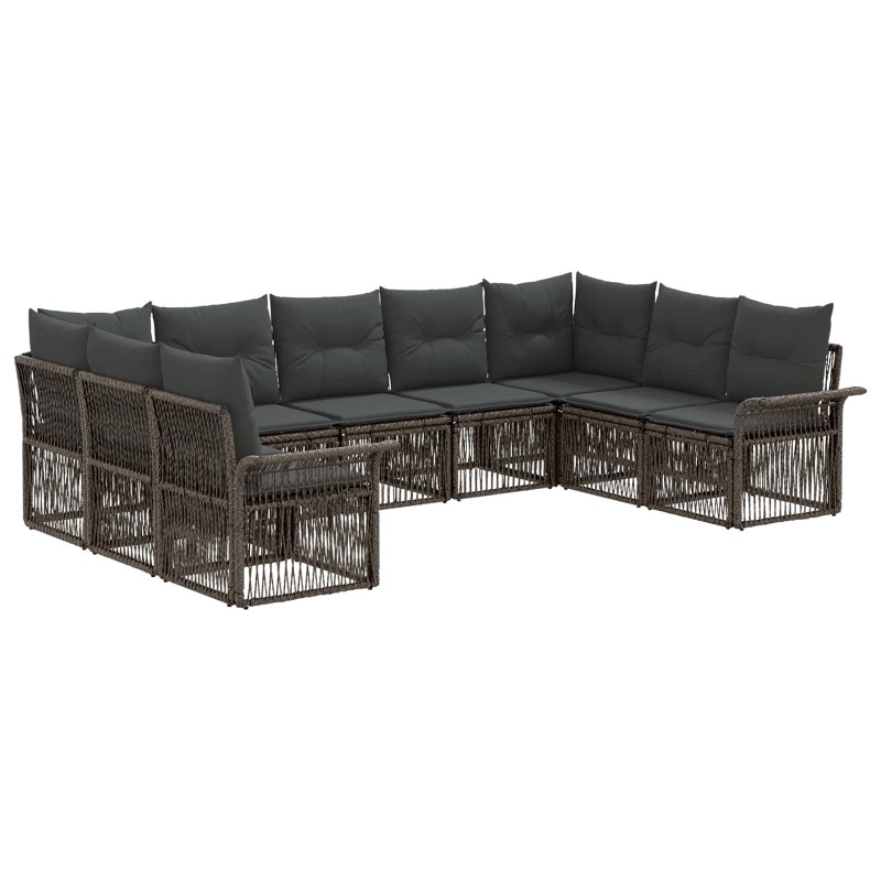 Ensemble de canapé de jardin 9 pcs Gris polyrotin 639852639852