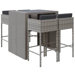 Ensemble de bar de jardin 5 pcs avec coussins gris poly rotin 639854639854