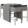 Ensemble de bar de jardin 5 pcs avec coussins gris poly rotin 639854639854
