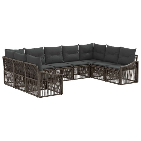 Ensemble de canapé de jardin 9 pcs Gris polyrotin 639855639855
