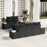 Ensemble de canapé de jardin avec coussin 6 pcs Noir polyrotin 639864639864