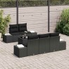 Ensemble de canapé de jardin avec coussin 6 pcs Noir polyrotin 639864639864