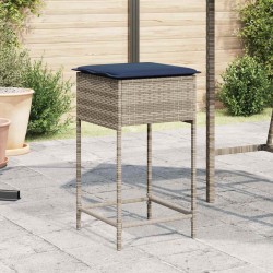 Tabourets de bar de jardin avec coussins lot de 2 gris résine tressée 639867639867