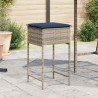 Tabourets de bar de jardin avec coussins lot de 2 gris résine tressée 639867639867