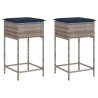 Tabourets de bar de jardin avec coussins lot de 2 gris résine tressée 639867639867